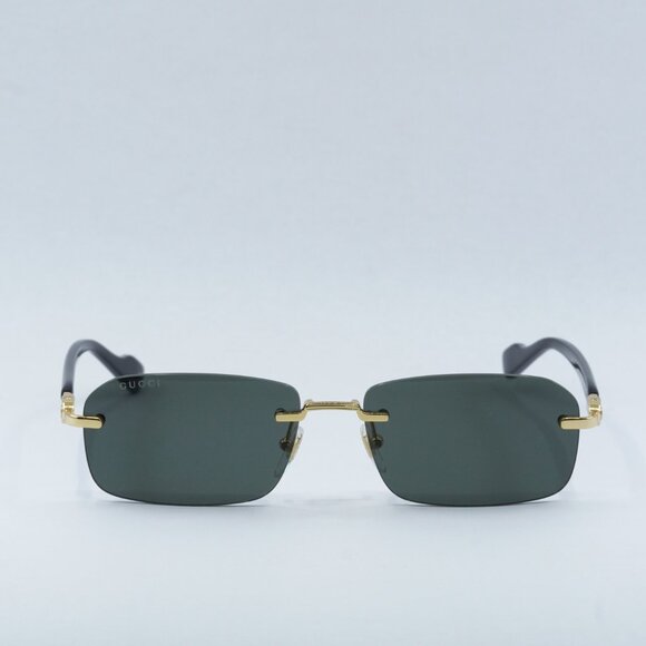 Gucci GG1221S 001 Sunglasses Gold/Black Rectangle Frame, Grey Lenses main image 12